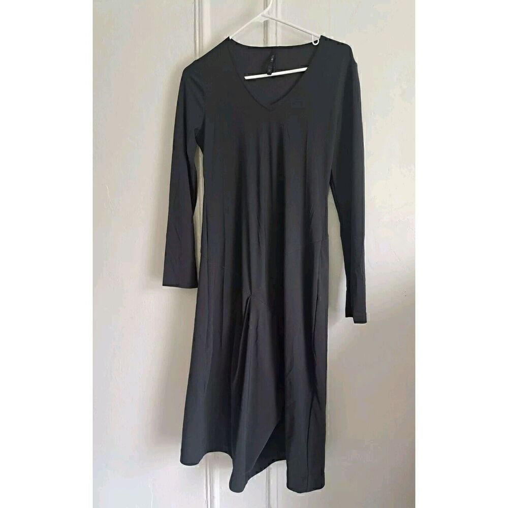 Porto San Francisco Dress Women Small Gray Lagenlook Flare Midi ITALIAN FABRIC